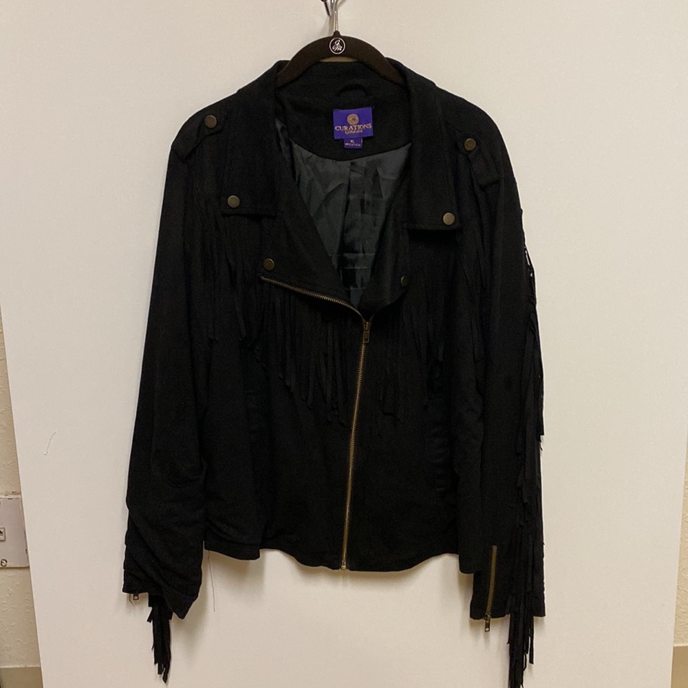 Faux Suede Black Fringe Jacket by Curations Caravan